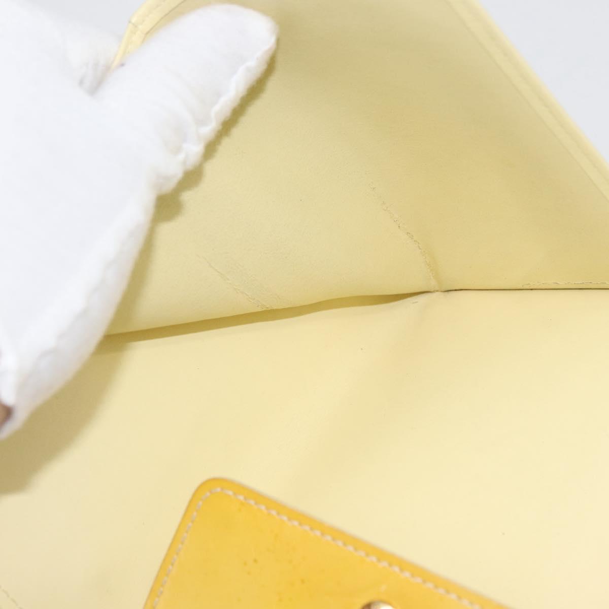 LOUIS VUITTON Monogram Vernis Walker Wallet Lime Yellow M91074 LV Auth bs33793