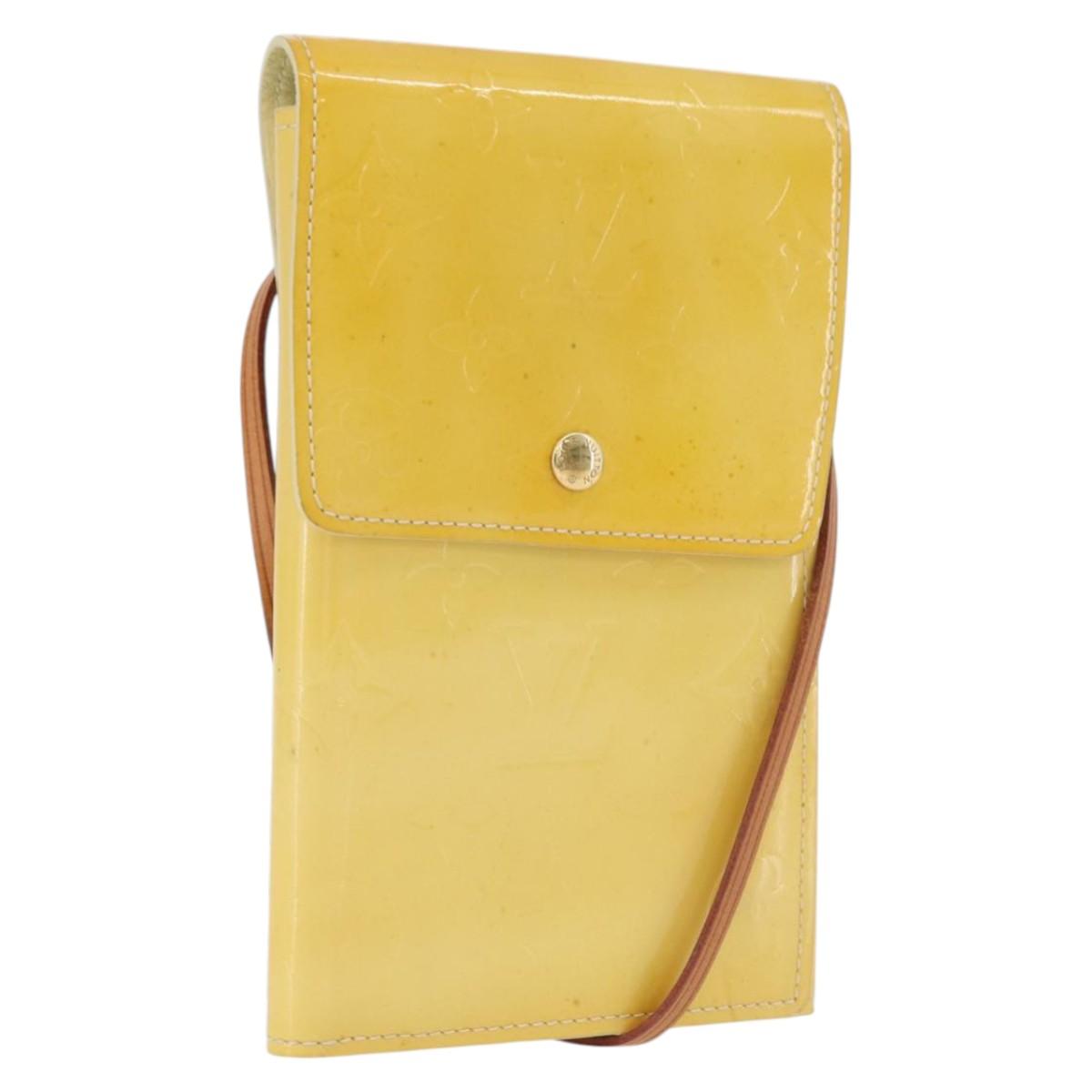 LOUIS VUITTON Monogram Vernis Walker Wallet Lime Yellow M91074 LV Auth bs33793