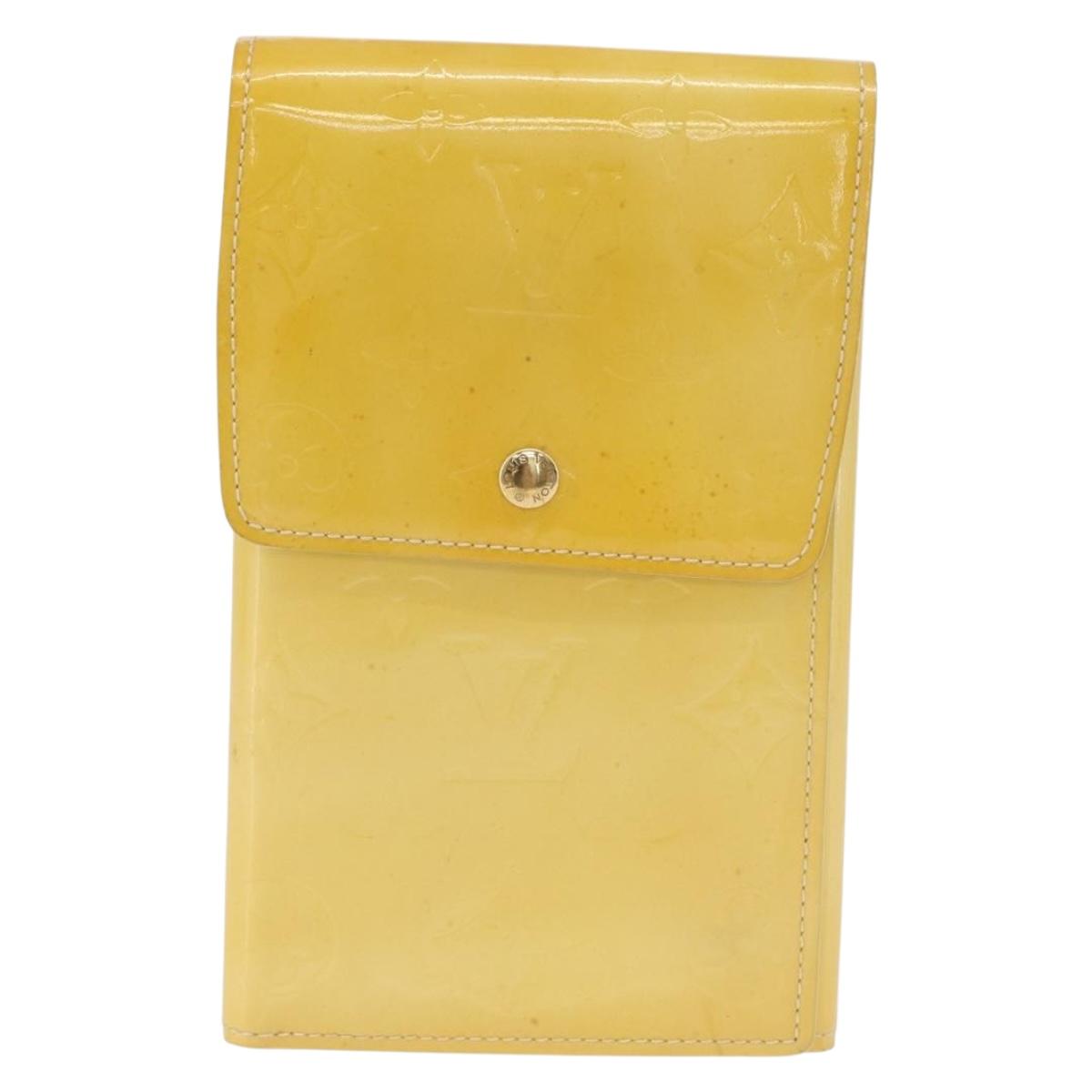 LOUIS VUITTON Monogram Vernis Walker Wallet Lime Yellow M91074 LV Auth bs33793