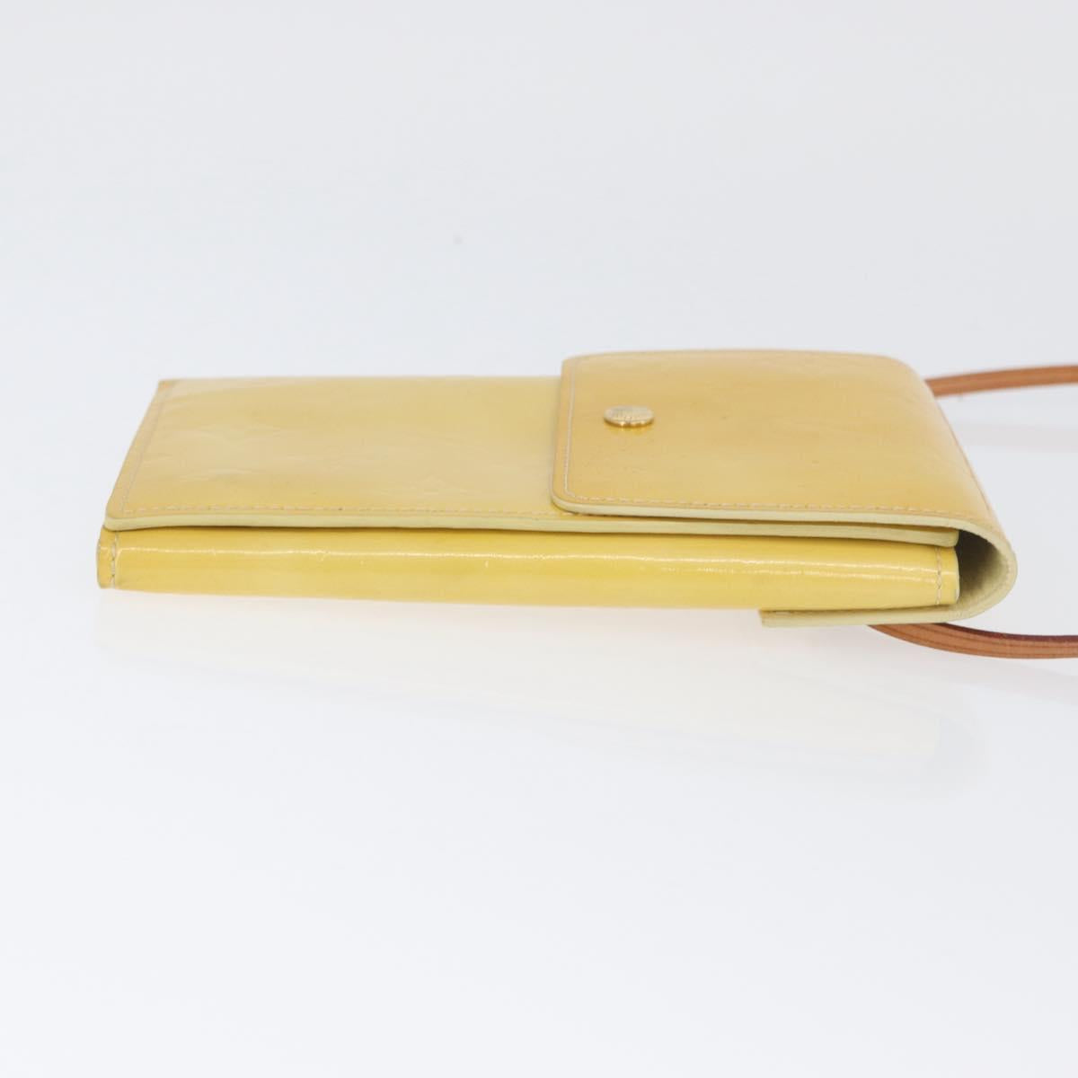 LOUIS VUITTON Monogram Vernis Walker Wallet Lime Yellow M91074 LV Auth bs33793