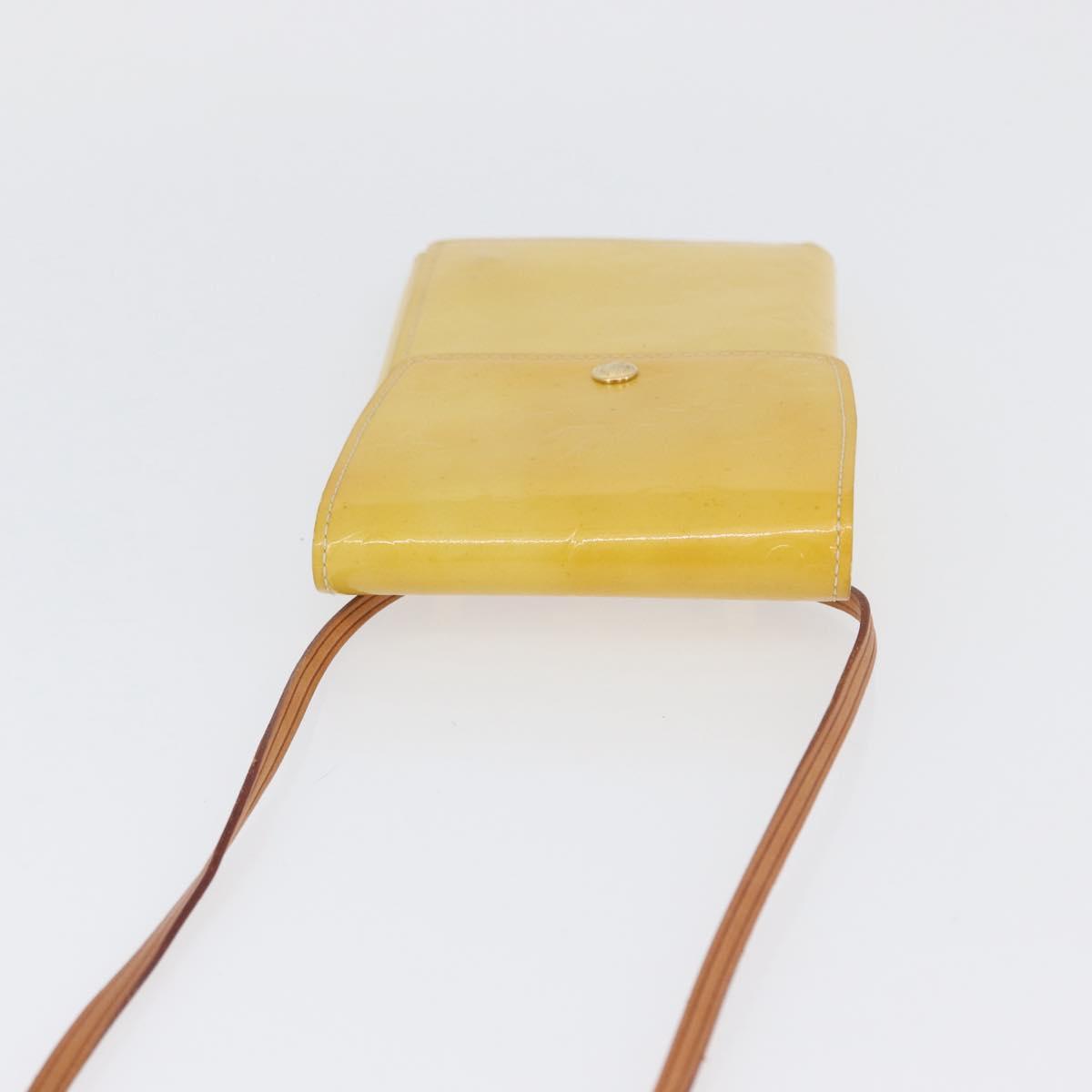 LOUIS VUITTON Monogram Vernis Walker Wallet Lime Yellow M91074 LV Auth bs33793