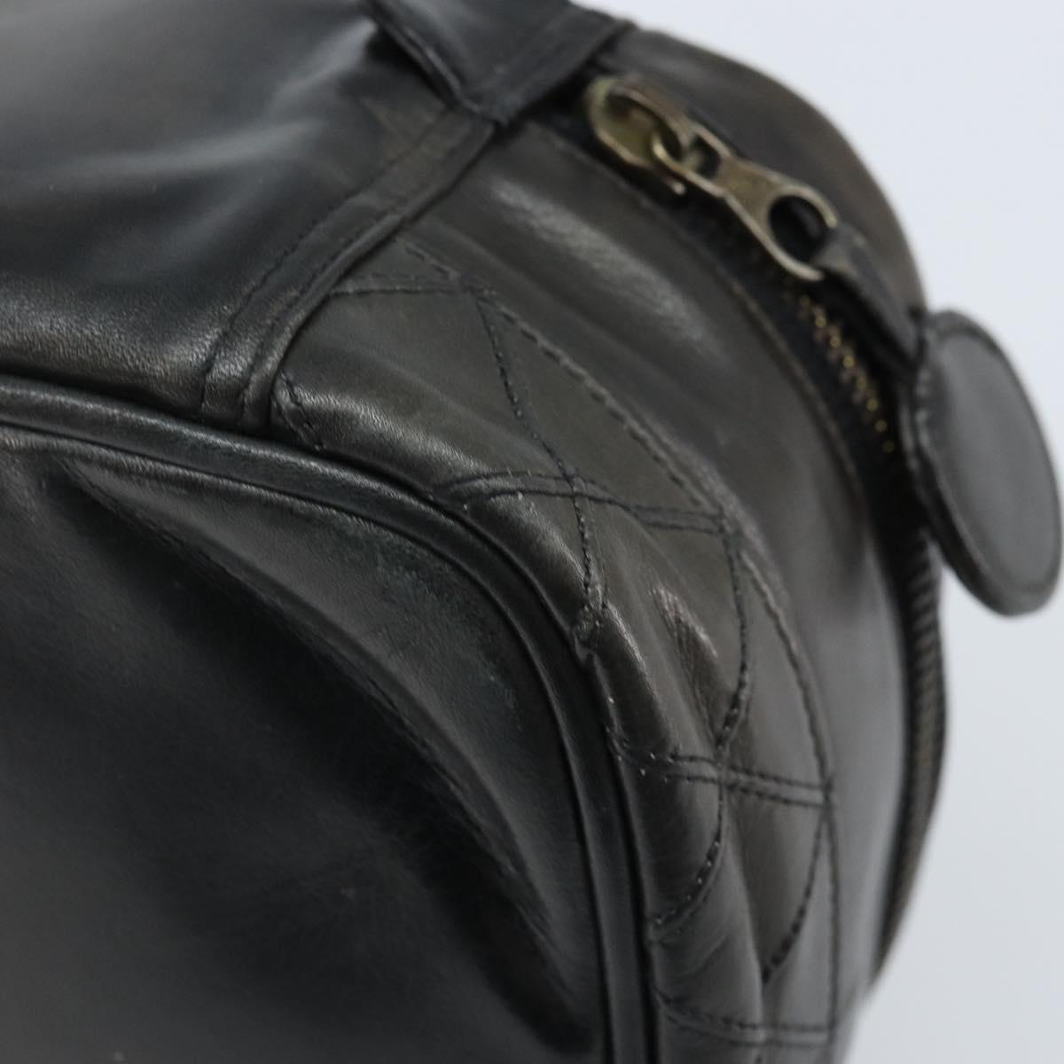 CHANEL Bicolore Vanity Hand Bag Leather Black CC Auth bs33805
