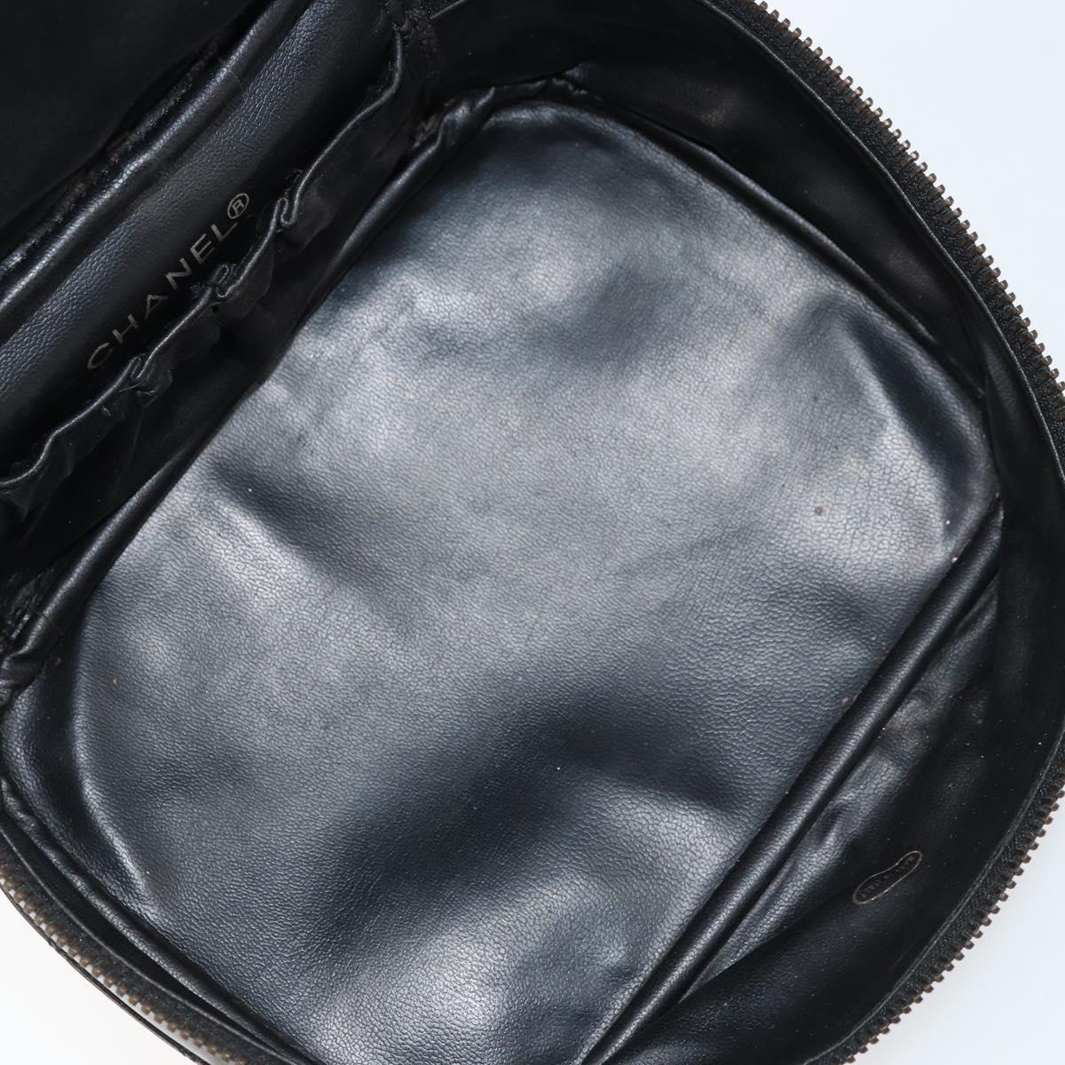 CHANEL Bicolore Vanity Hand Bag Leather Black CC Auth bs33805