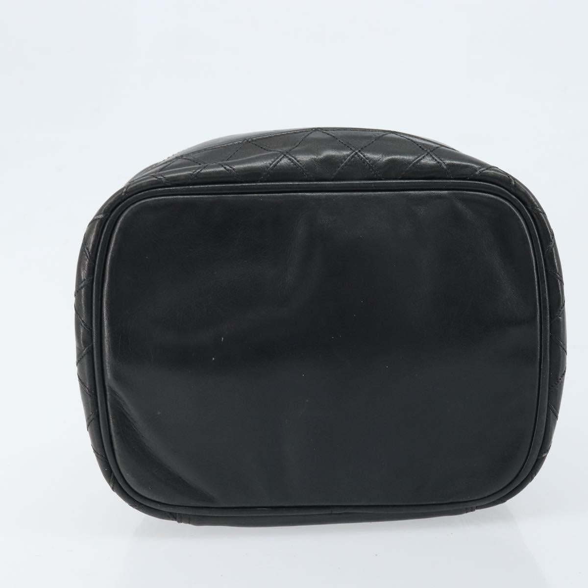 CHANEL Bicolore Vanity Hand Bag Leather Black CC Auth bs33805