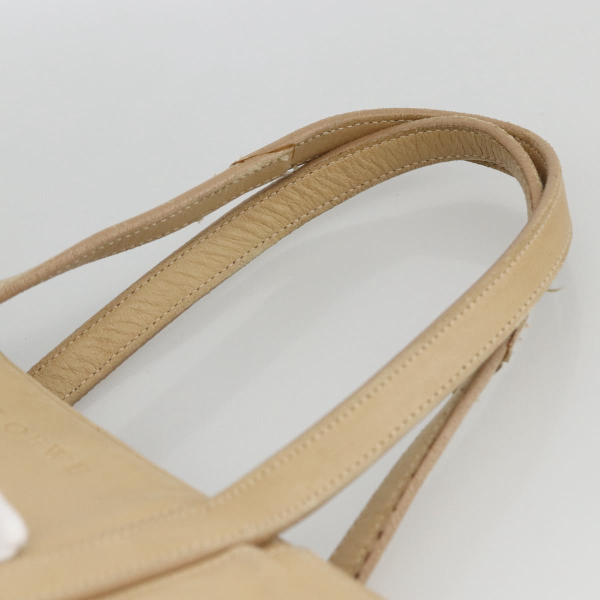 LOEWE Tote Bag Leather Beige Gold Auth bs33808