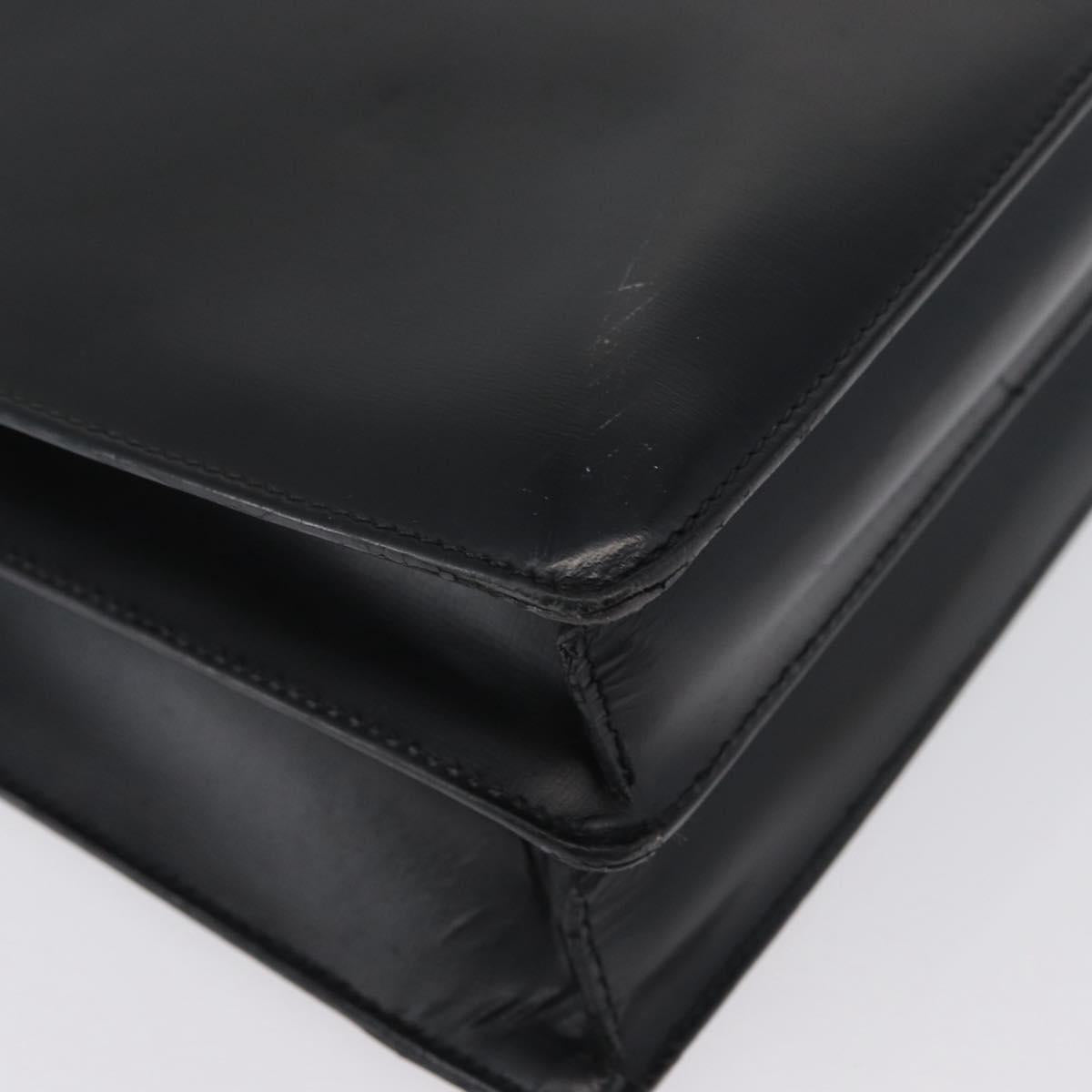 LOEWE Anagram Business Bag Leather Black Silver Auth bs33809