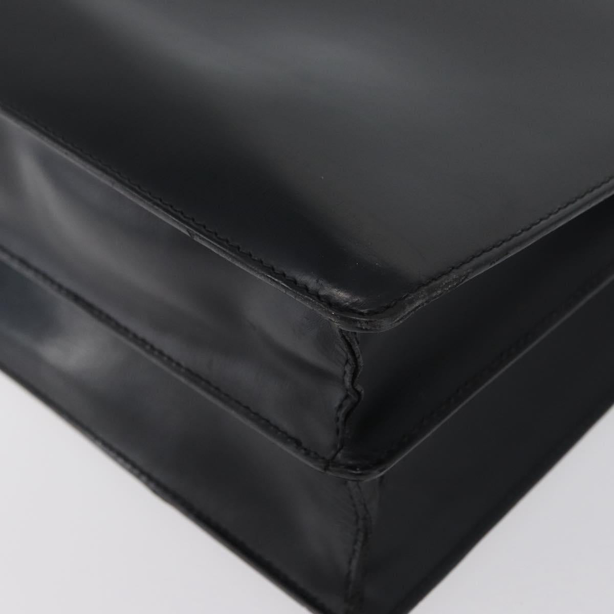 LOEWE Anagram Business Bag Leather Black Silver Auth bs33809