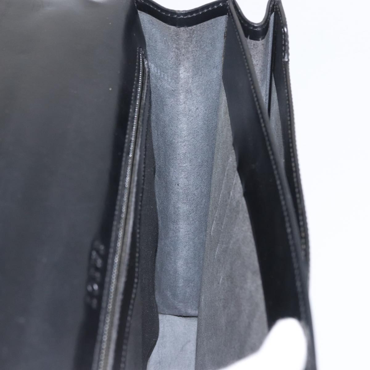 LOEWE Anagram Business Bag Leather Black Silver Auth bs33809