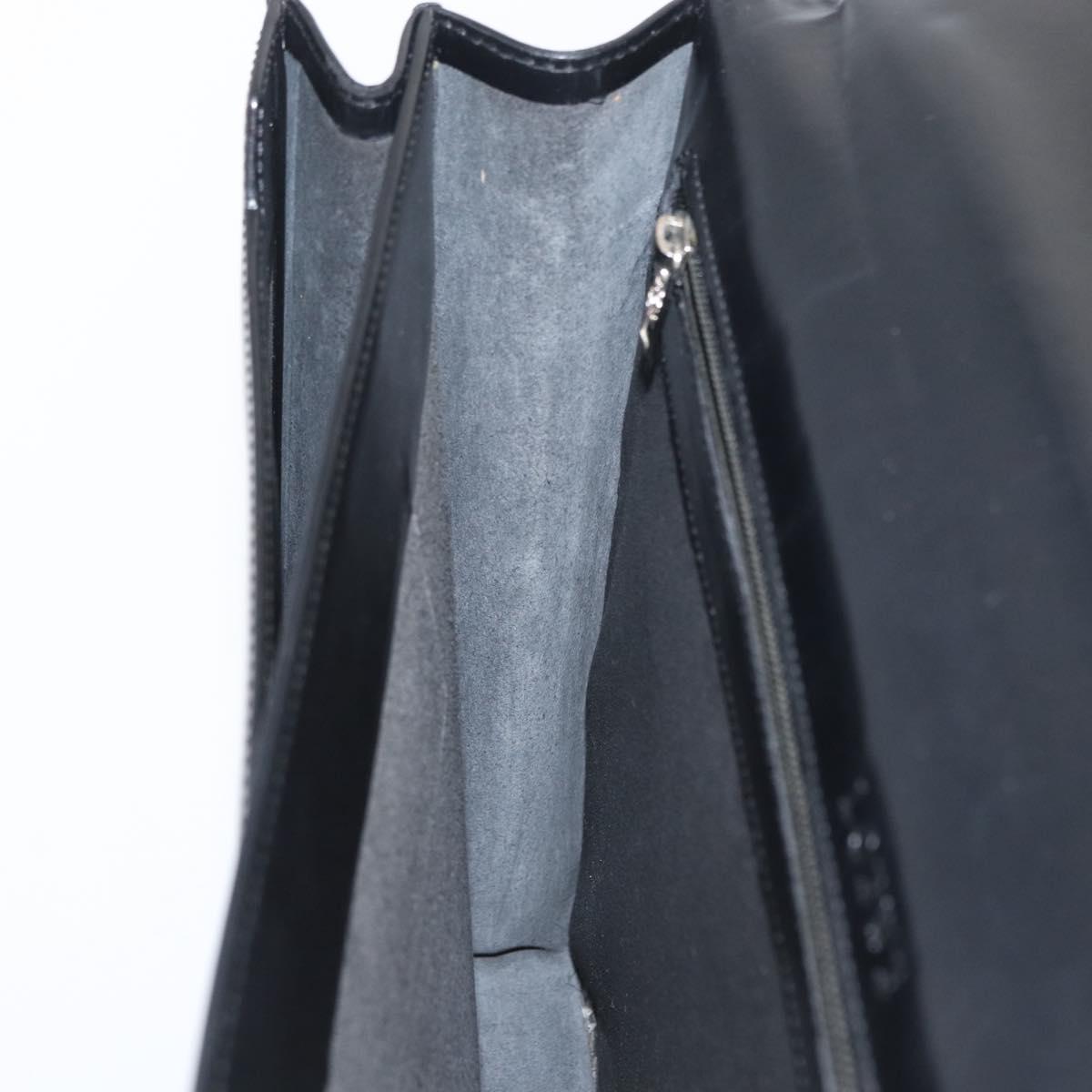LOEWE Anagram Business Bag Leather Black Silver Auth bs33809