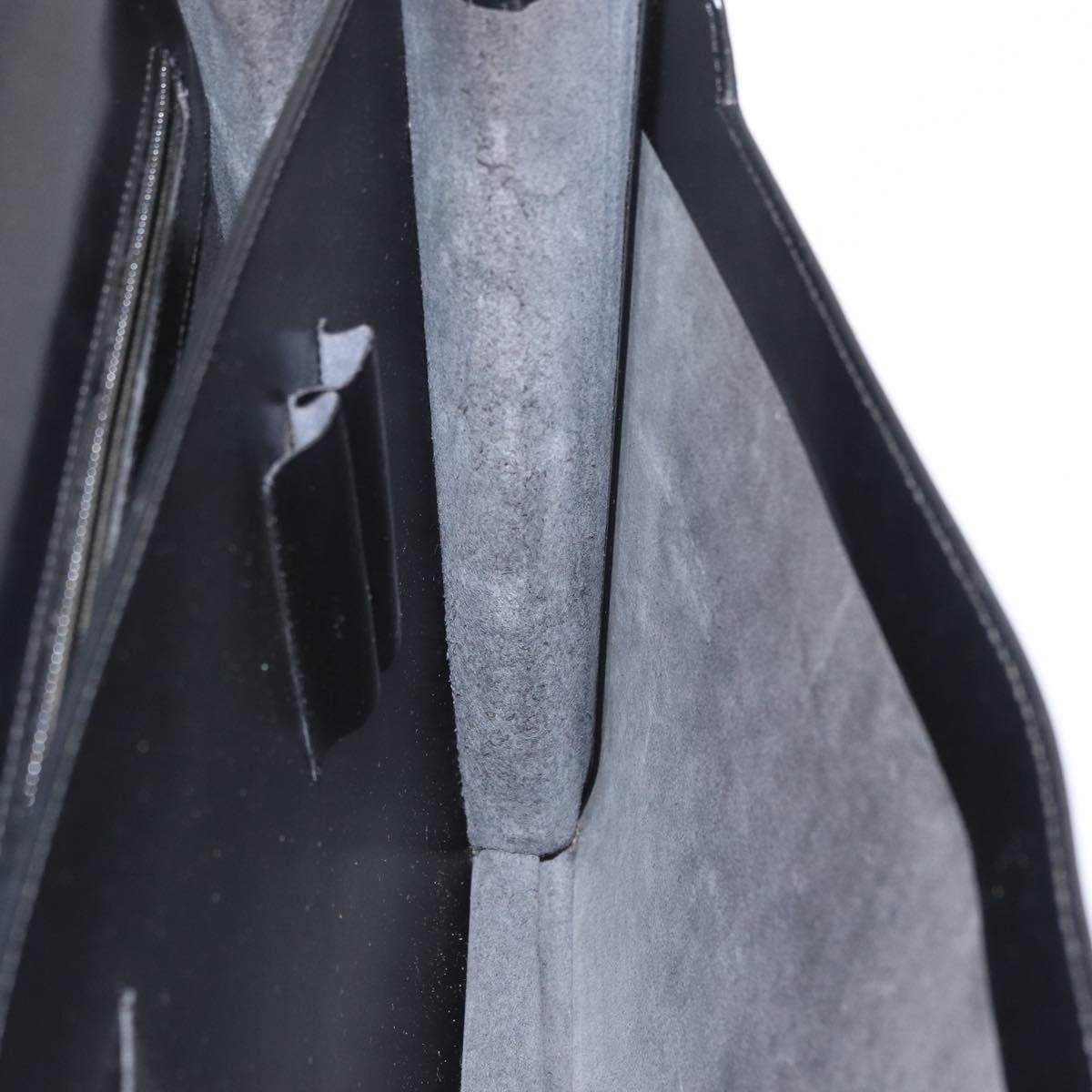 LOEWE Anagram Business Bag Leather Black Silver Auth bs33809