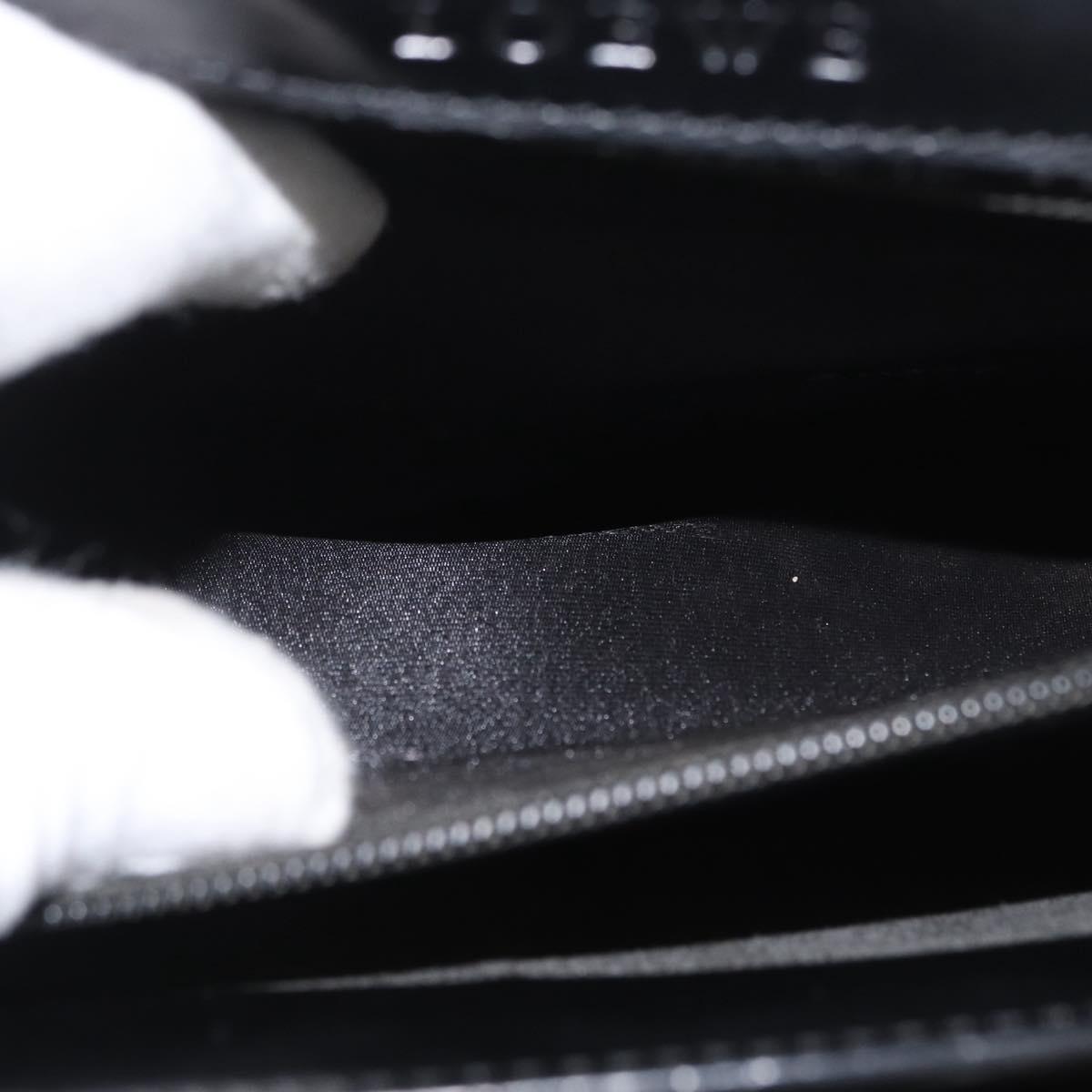 LOEWE Anagram Business Bag Leather Black Silver Auth bs33809