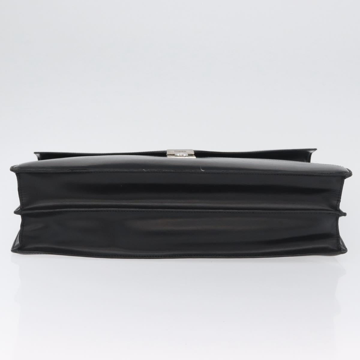 LOEWE Anagram Business Bag Leather Black Silver Auth bs33809