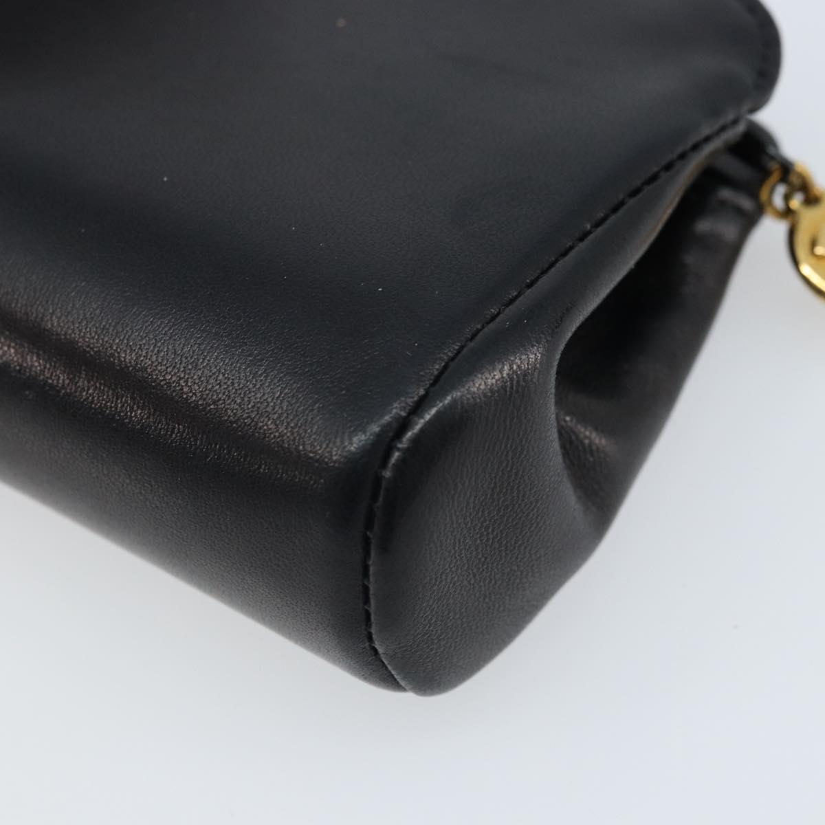CHANEL Pouch Lamb Skin Black Gold CC Auth bs33811