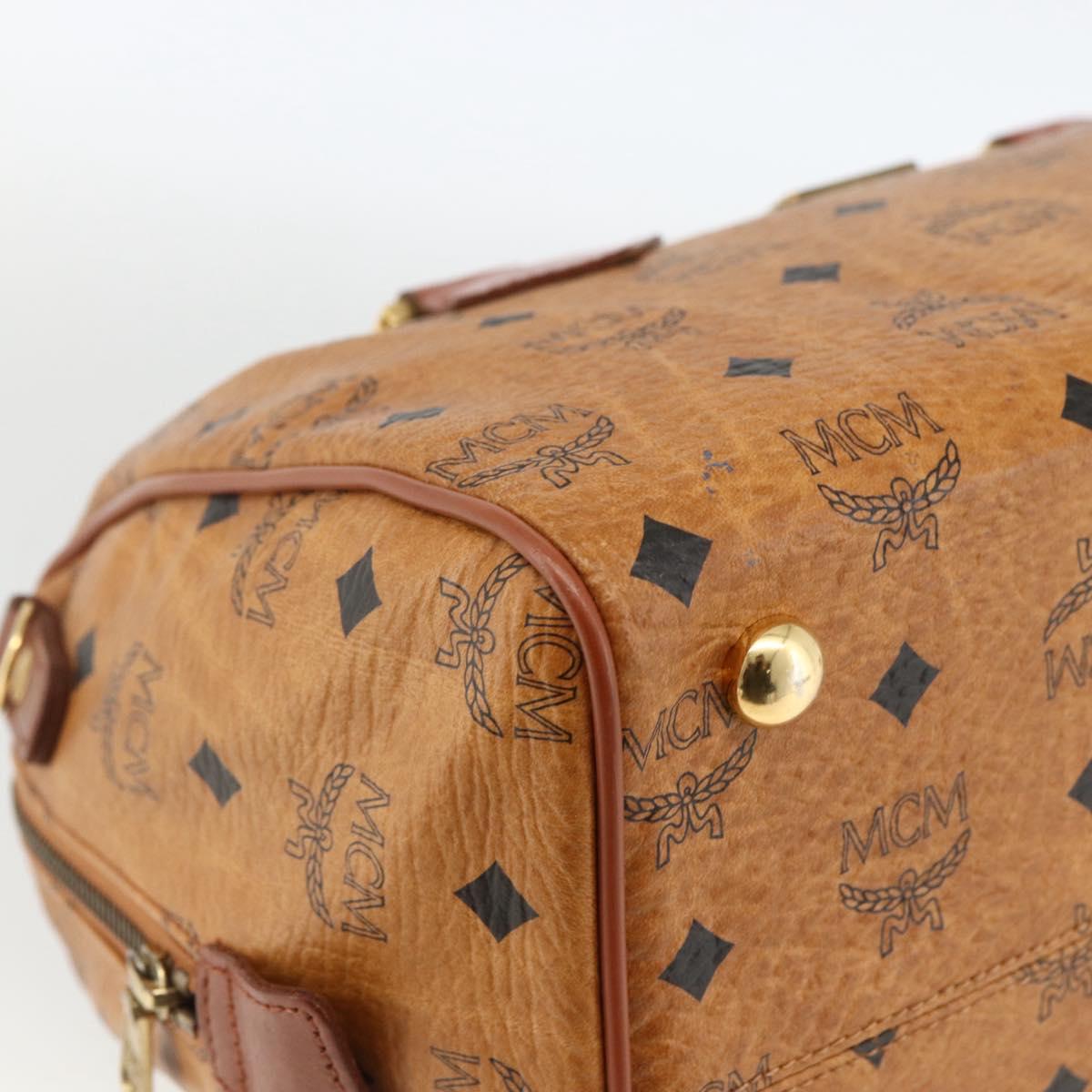 MCM Vicetos Logogram Hand Bag PVC Leather Brown Gold Auth bs33817