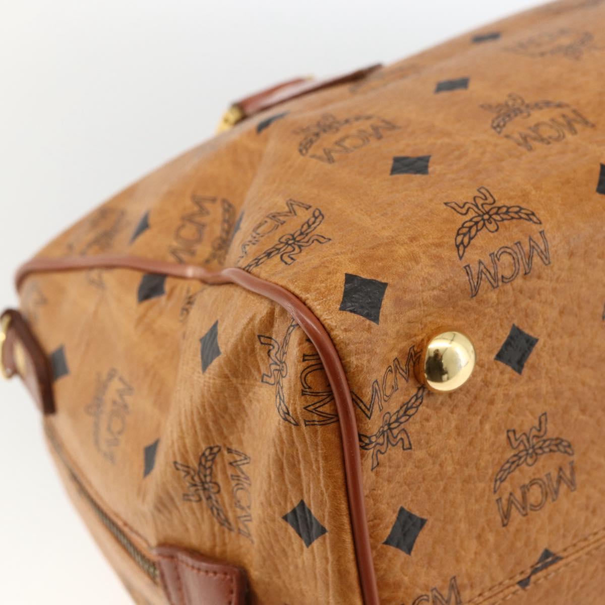 MCM Vicetos Logogram Hand Bag PVC Leather Brown Gold Auth bs33817