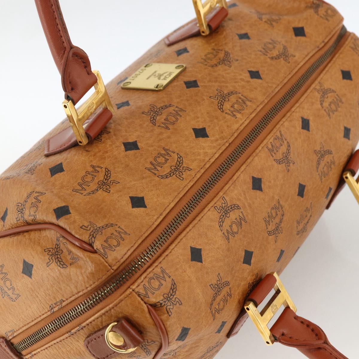 MCM Vicetos Logogram Hand Bag PVC Leather Brown Gold Auth bs33817