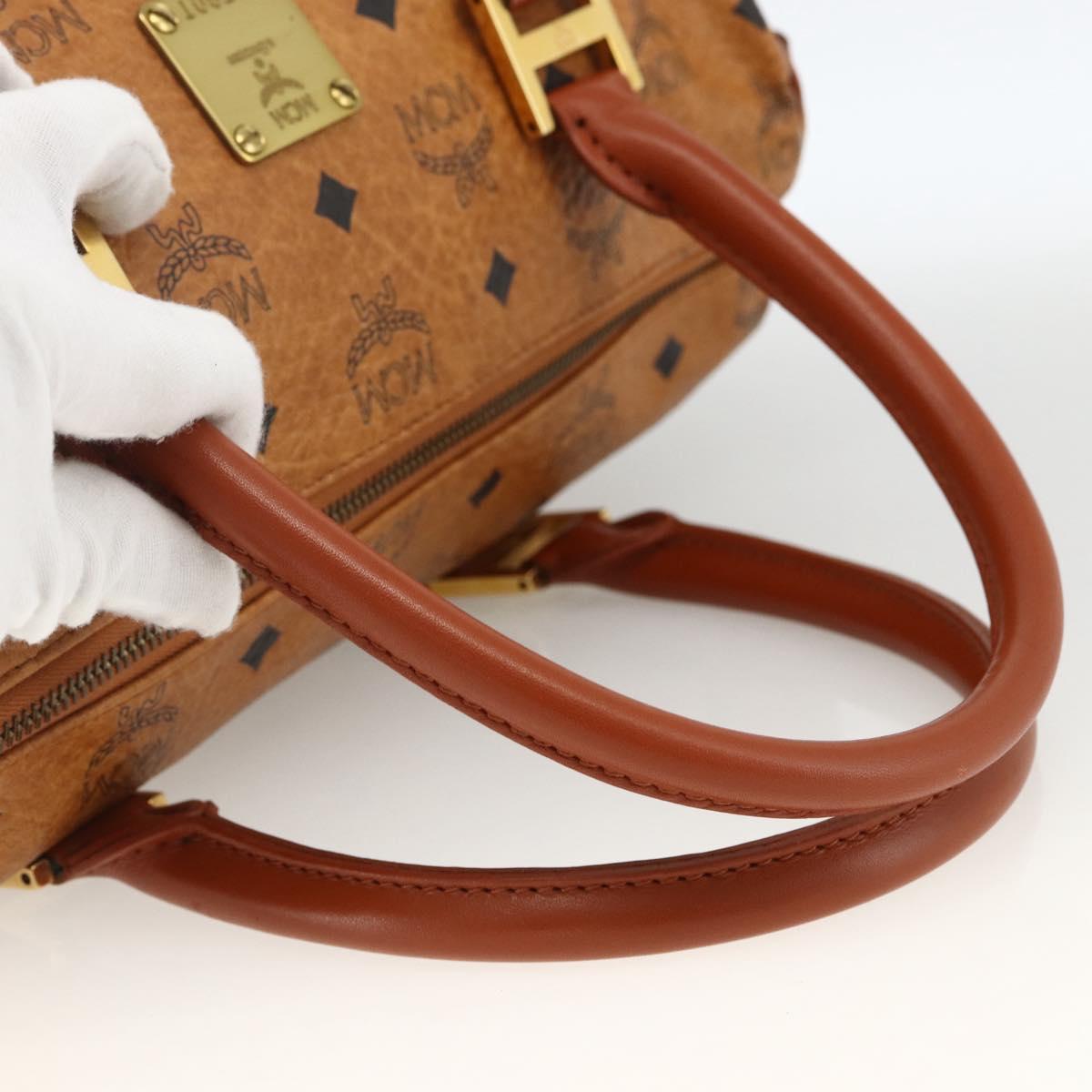 MCM Vicetos Logogram Hand Bag PVC Leather Brown Gold Auth bs33817