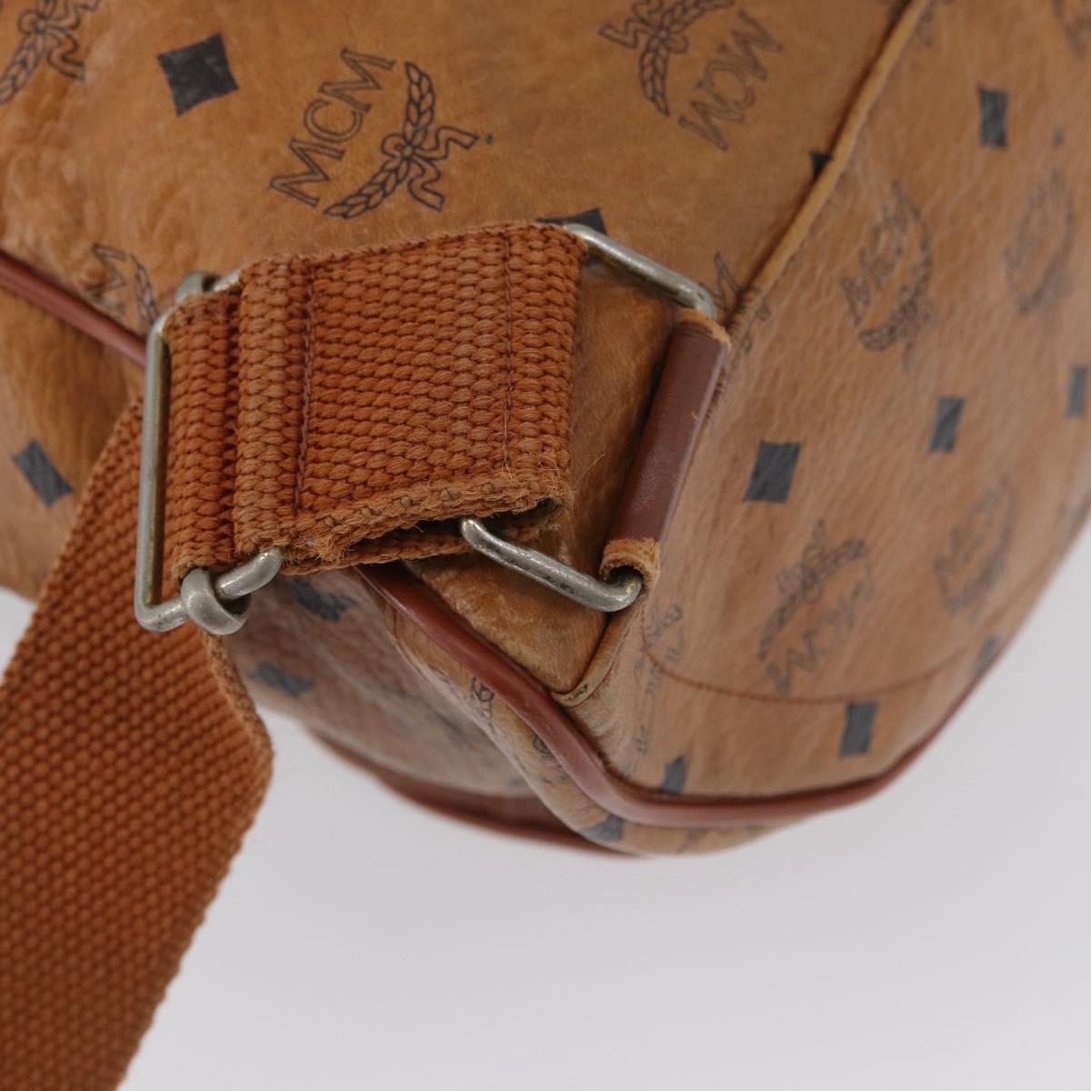 MCM Vicetos Logogram Backpack PVC Leather Brown Gold Auth bs33818