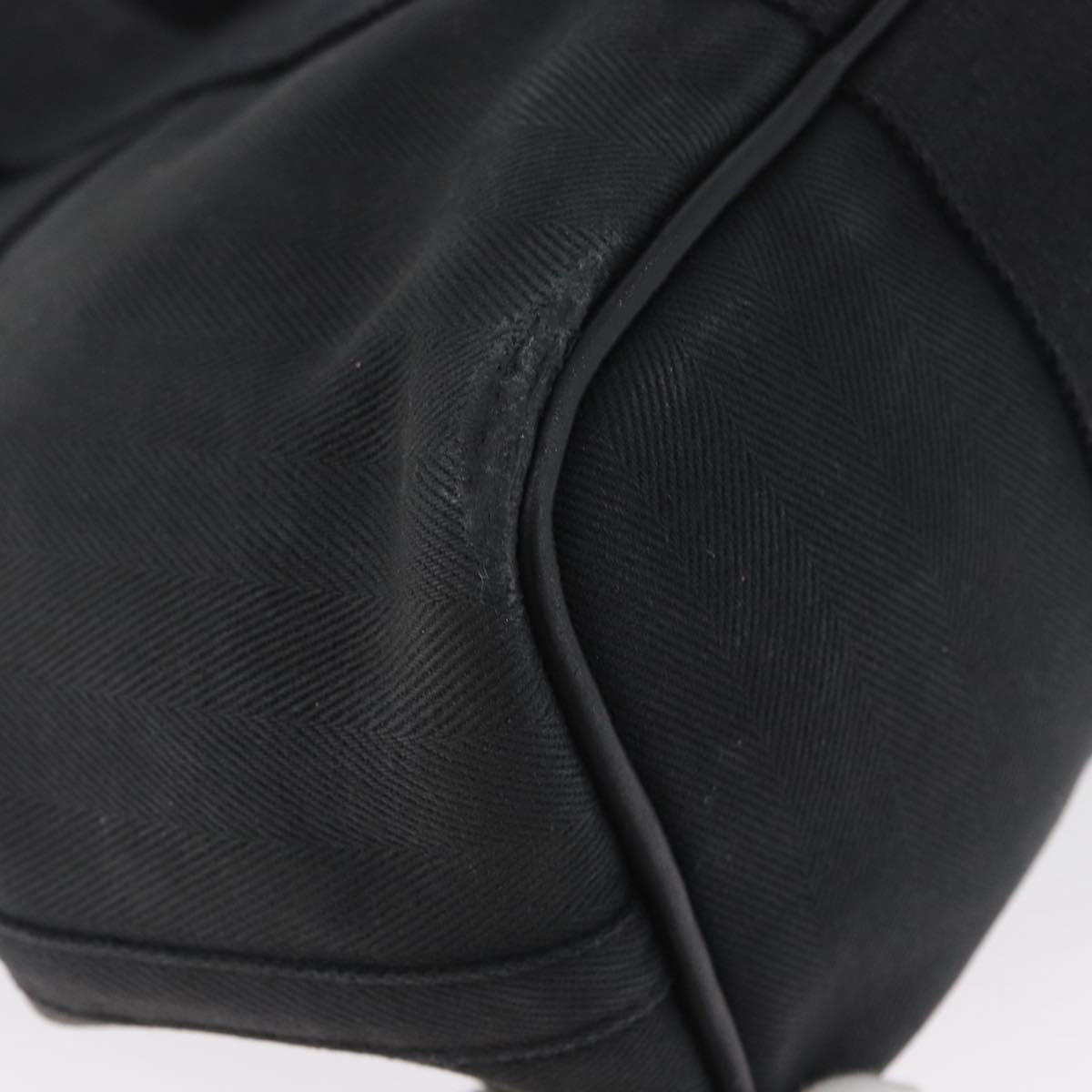 HERMES Valparaiso PM Hand Bag Canvas Leather Black Silver Auth bs33821