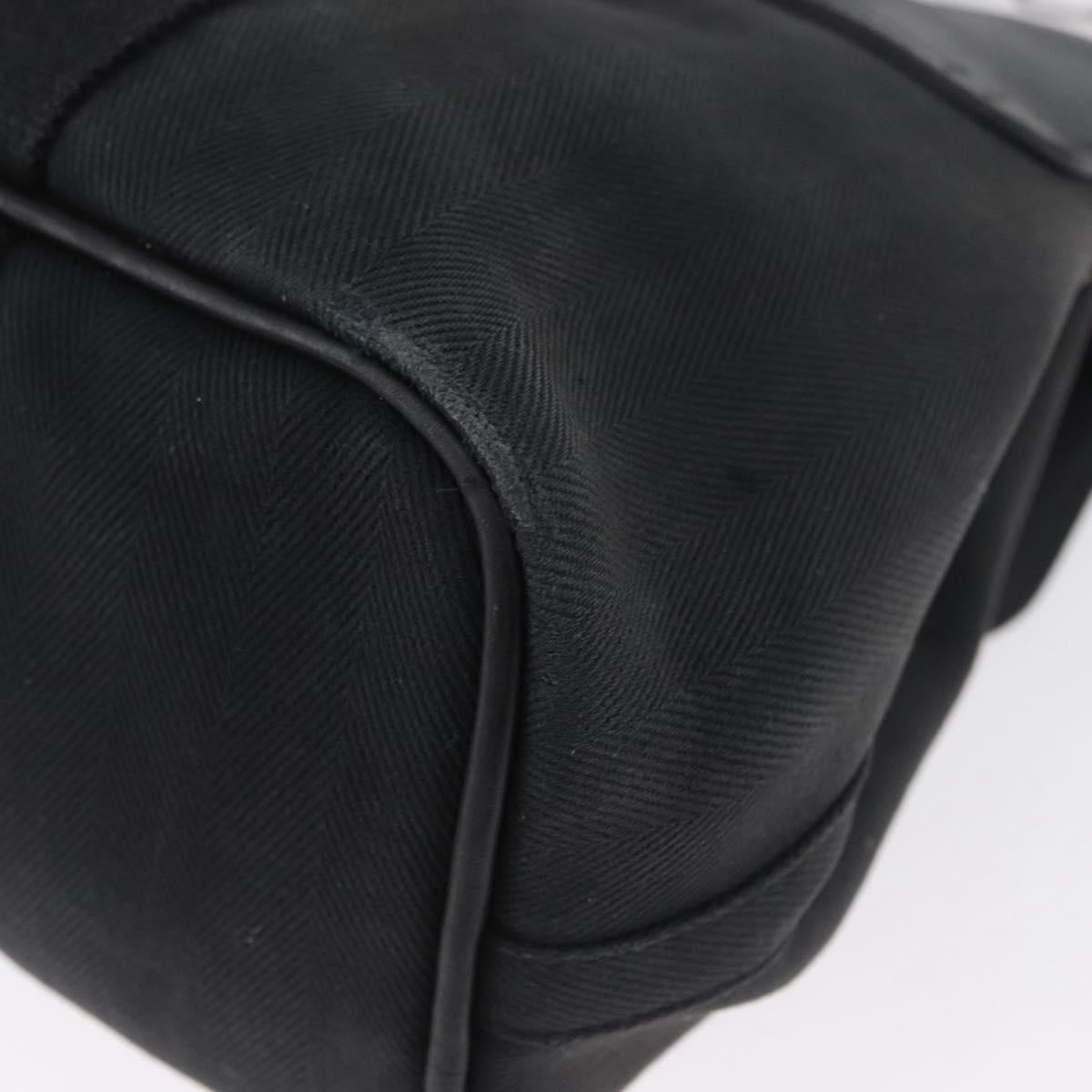HERMES Valparaiso PM Hand Bag Canvas Leather Black Silver Auth bs33821