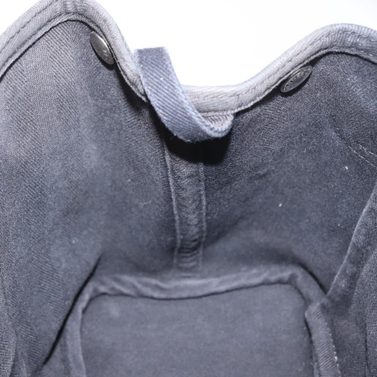 HERMES Valparaiso PM Hand Bag Canvas Leather Black Silver Auth bs33821