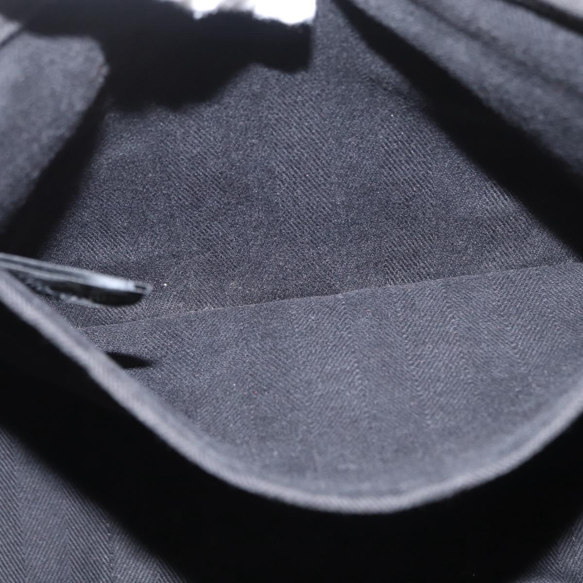 HERMES Valparaiso PM Hand Bag Canvas Leather Black Silver Auth bs33821