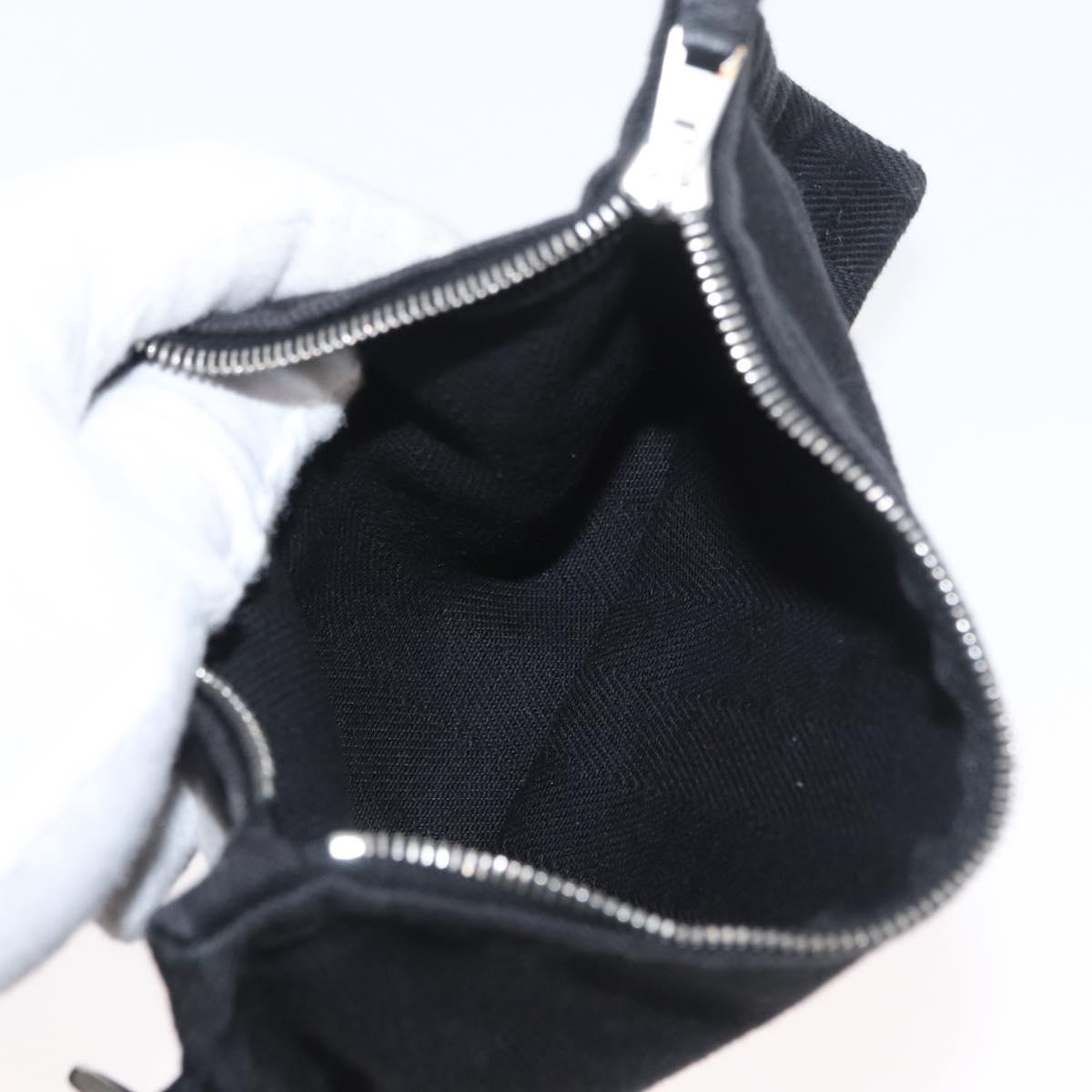 HERMES Valparaiso PM Hand Bag Canvas Leather Black Silver Auth bs33821