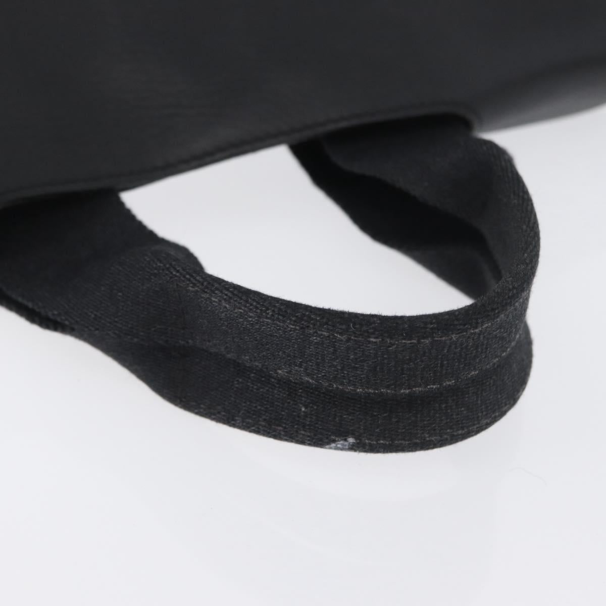 HERMES Valparaiso PM Hand Bag Canvas Leather Black Silver Auth bs33821
