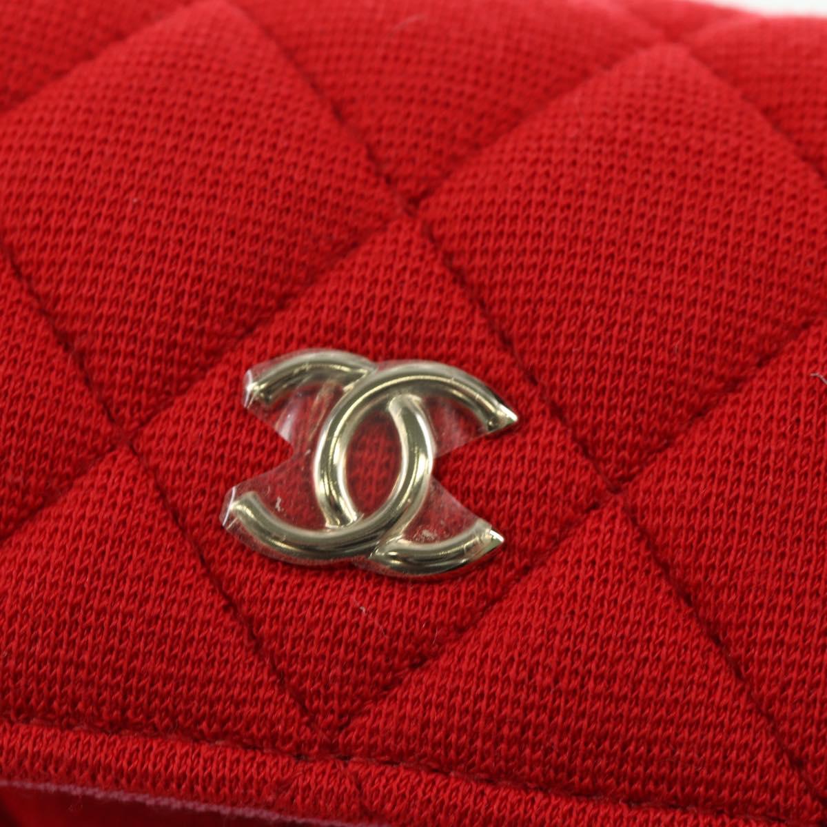 CHANEL Matelasse Chain Shoulder Bag Cotton Red Gold CC Auth bs33822SAM