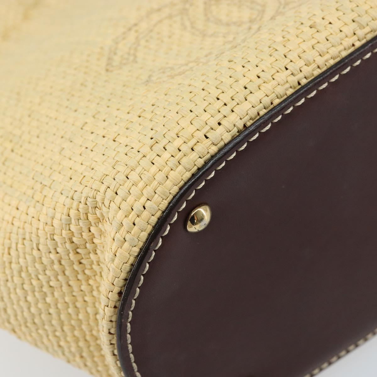 CHANEL Hand Bag Straw Beige CC Auth bs33825