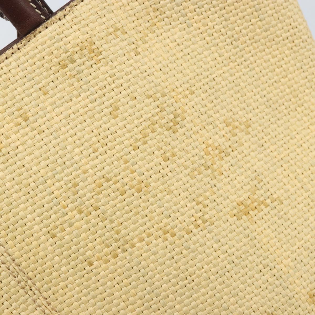 CHANEL Hand Bag Straw Beige CC Auth bs33825