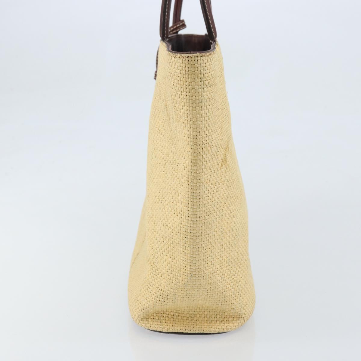 CHANEL Hand Bag Straw Beige CC Auth bs33825