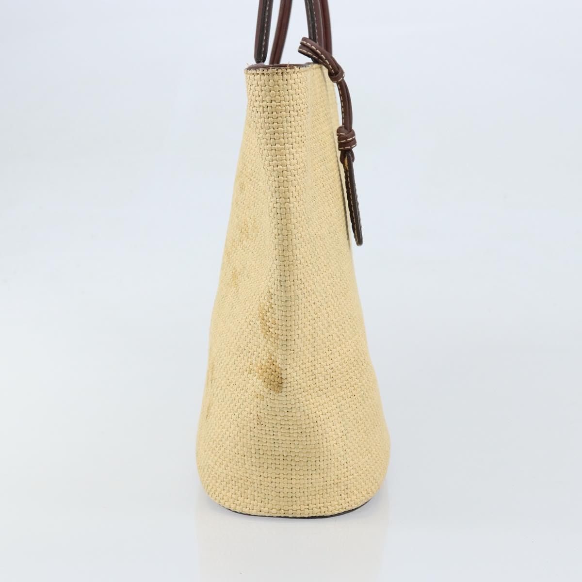 CHANEL Hand Bag Straw Beige CC Auth bs33825