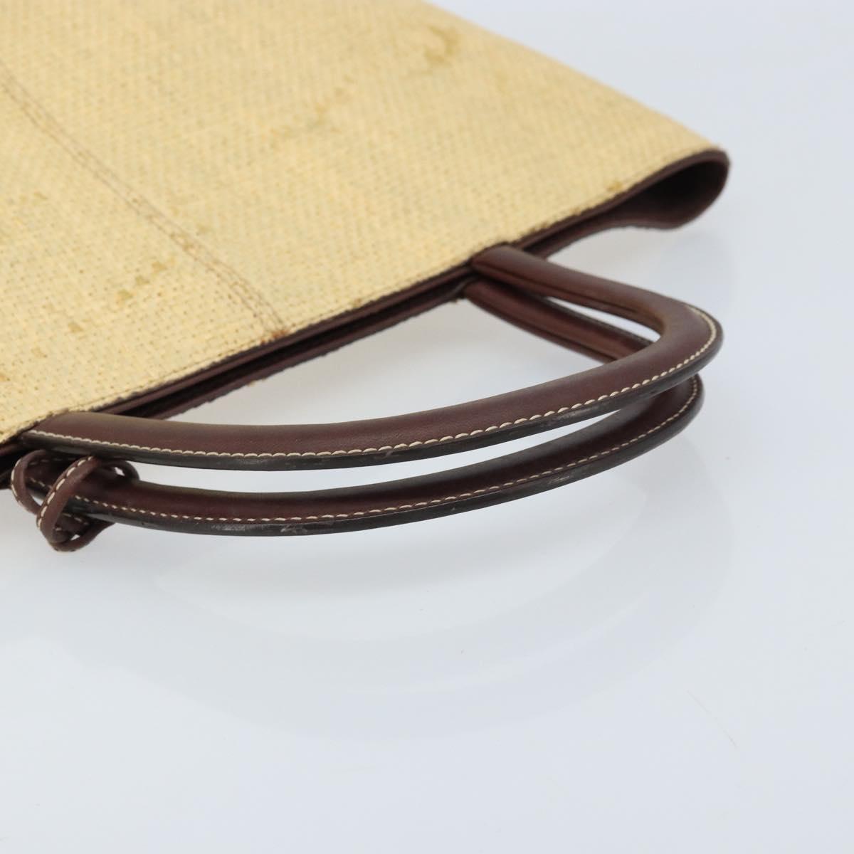 CHANEL Hand Bag Straw Beige CC Auth bs33825