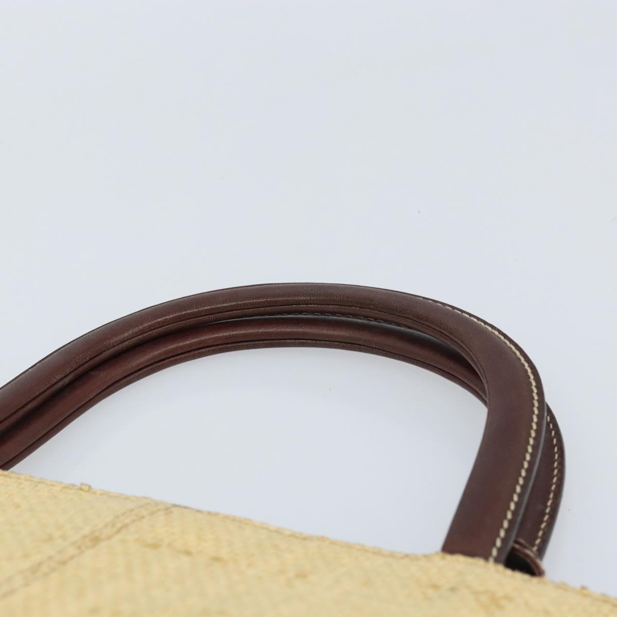 CHANEL Hand Bag Straw Beige CC Auth bs33825
