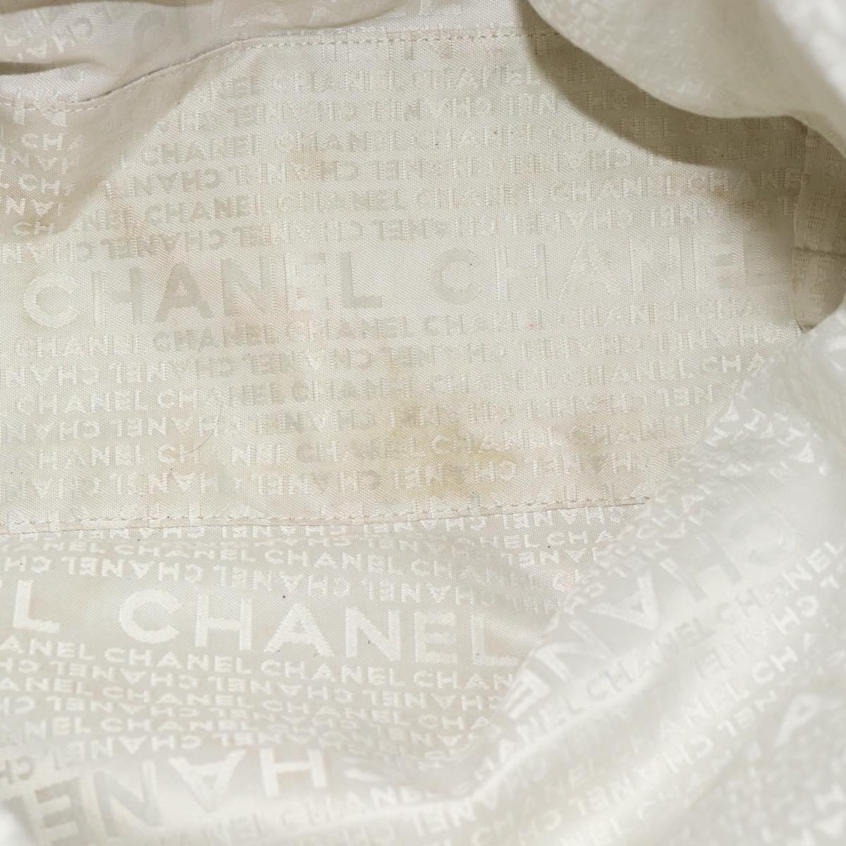 CHANEL Tote Bag Canvas Navy Silver CC Auth bs33826