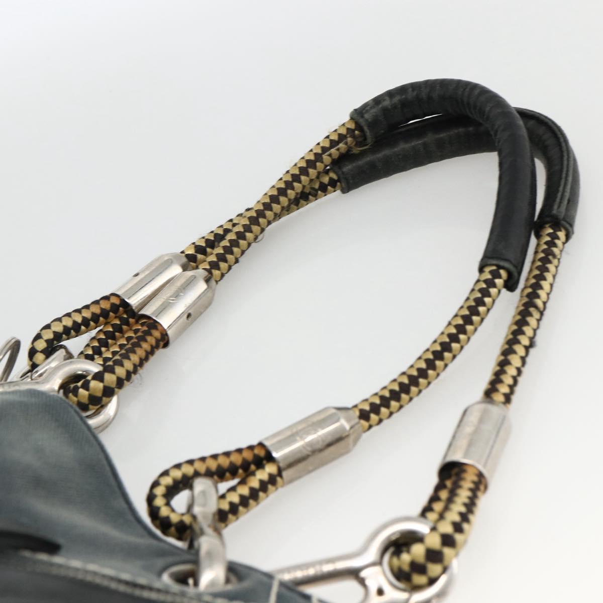 CHANEL Tote Bag Canvas Navy Silver CC Auth bs33826