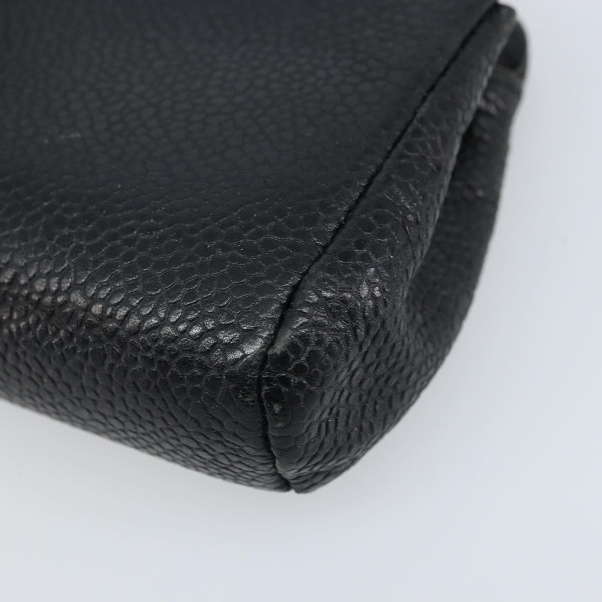 CHANEL Pouch Caviar Skin Black Gold CC Auth bs33828