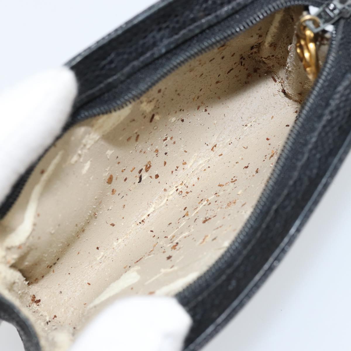 CHANEL Pouch Caviar Skin Black Gold CC Auth bs33828