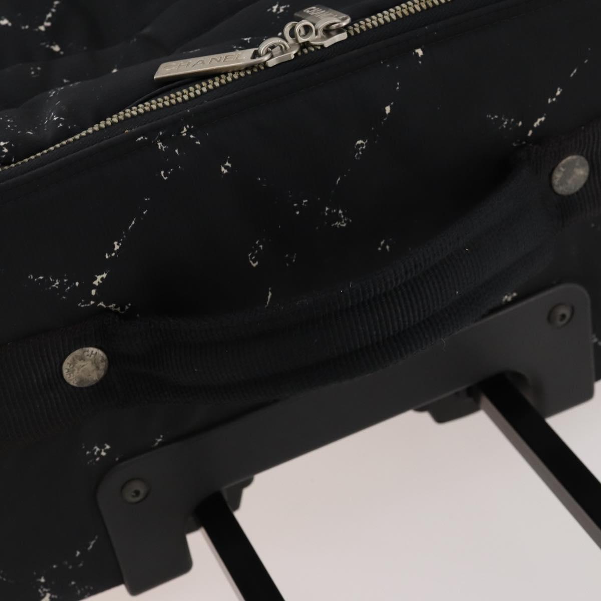 CHANEL Travel line Carry Case Trunk Nylon Black CC Auth bs33830