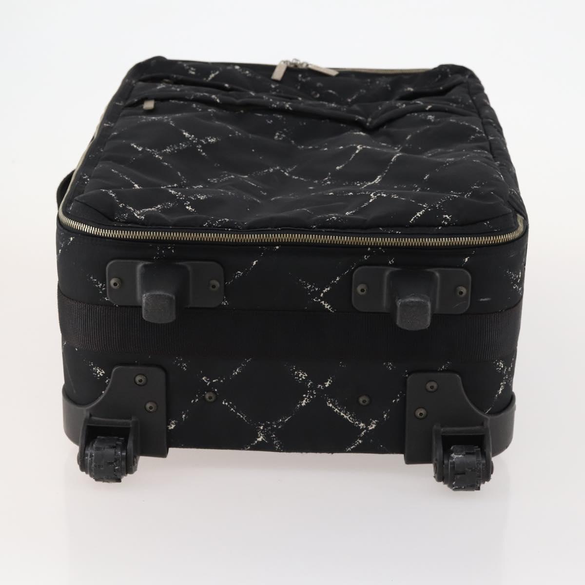 CHANEL Travel line Carry Case Trunk Nylon Black CC Auth bs33830