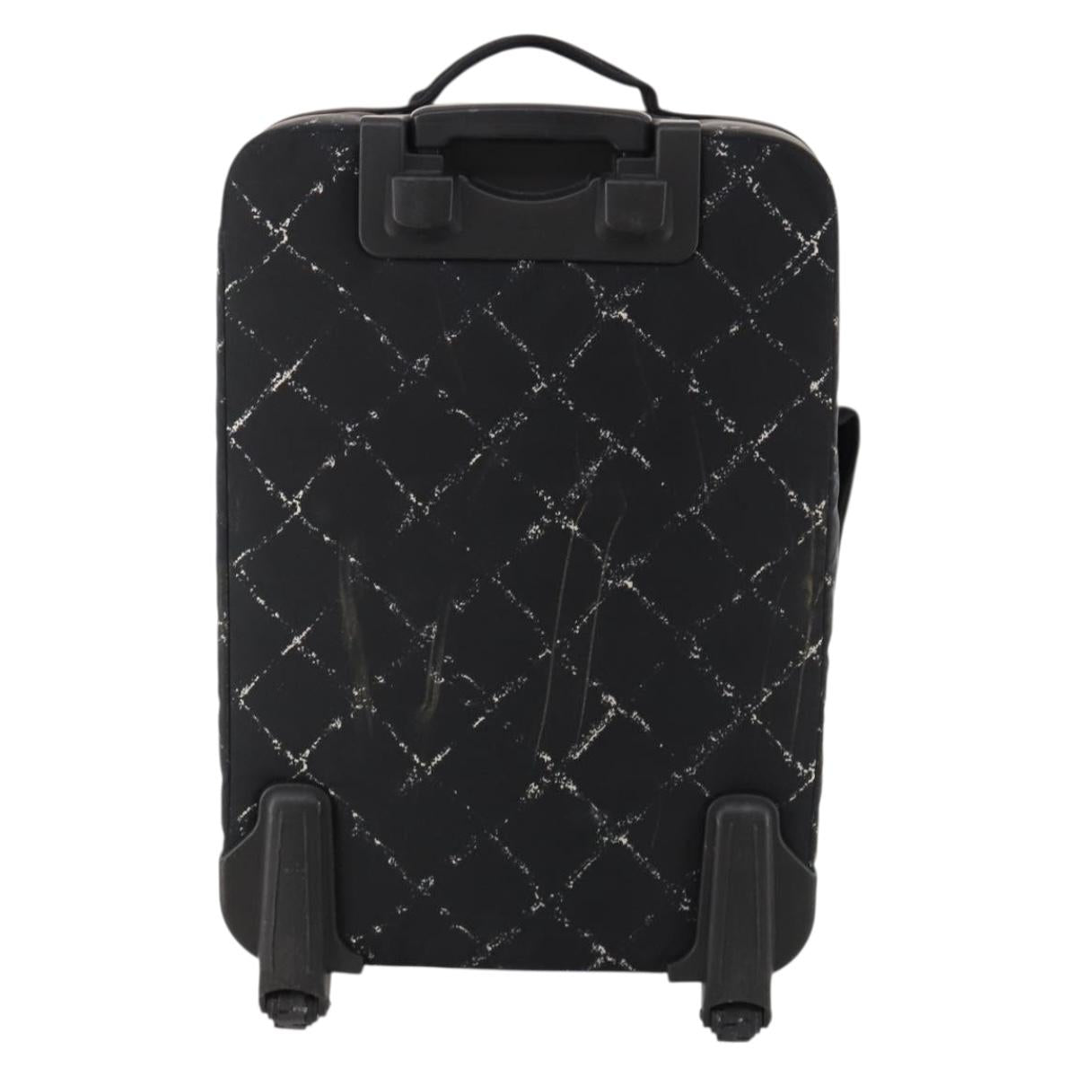 CHANEL Travel line Carry Case Trunk Nylon Black CC Auth bs33830