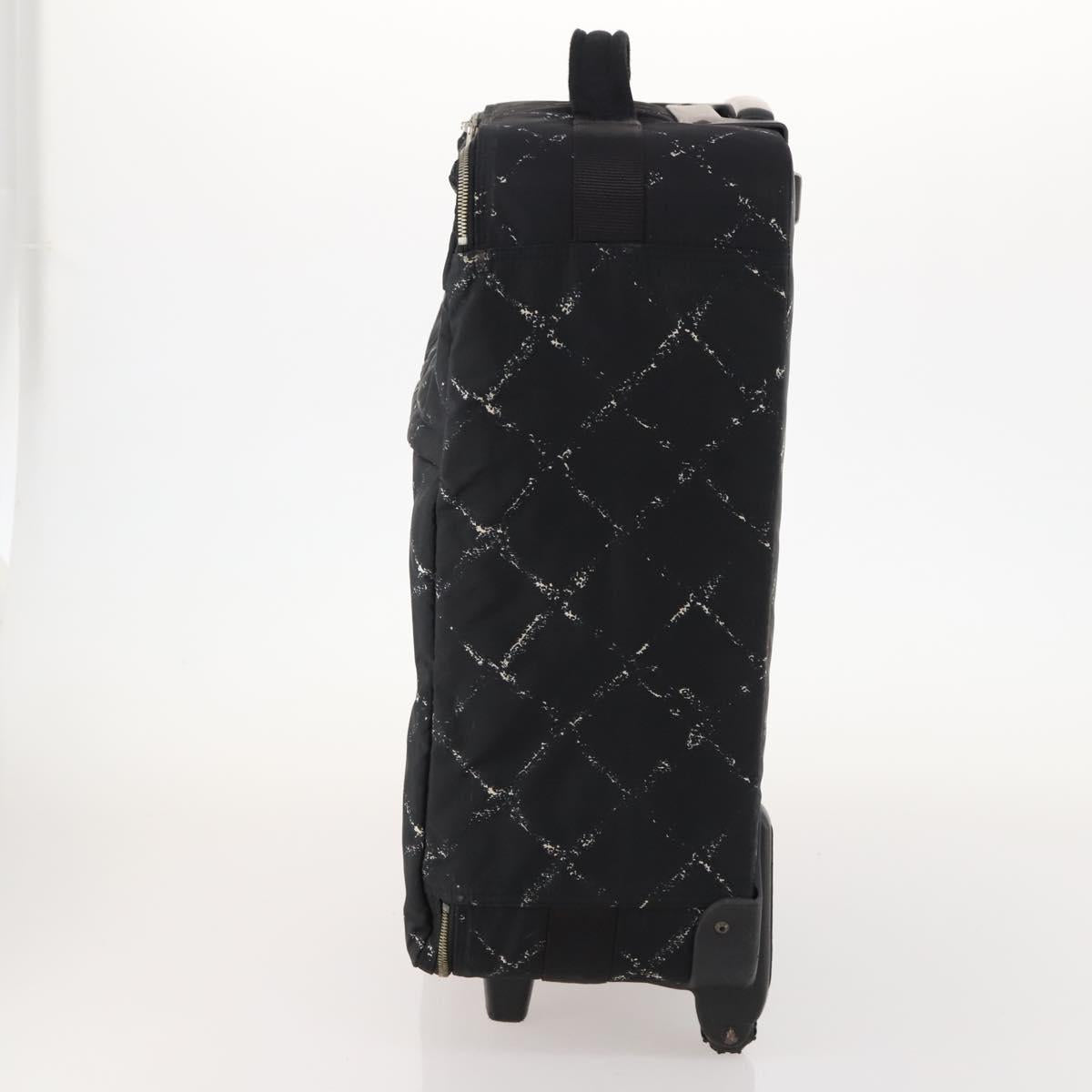 CHANEL Travel line Carry Case Trunk Nylon Black CC Auth bs33830