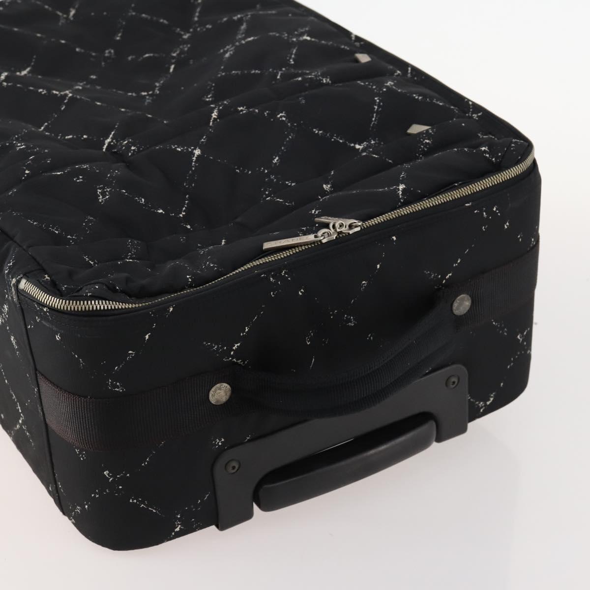 CHANEL Travel line Carry Case Trunk Nylon Black CC Auth bs33830
