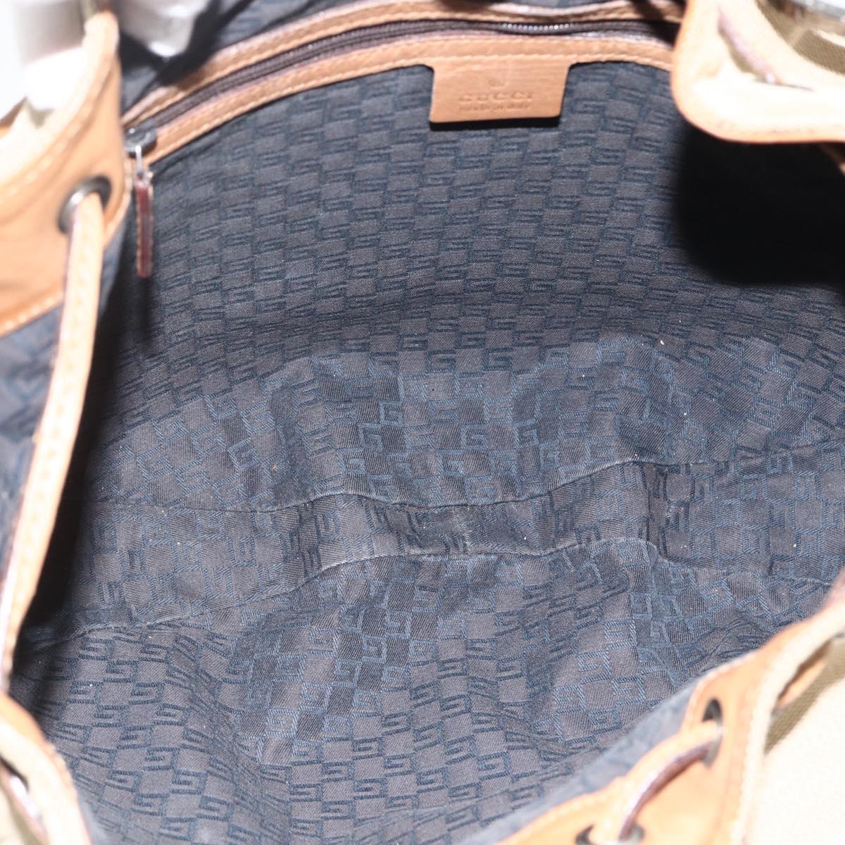 GUCCI Shoulder Bag Canvas Beige Silver 109210 Auth bs33831