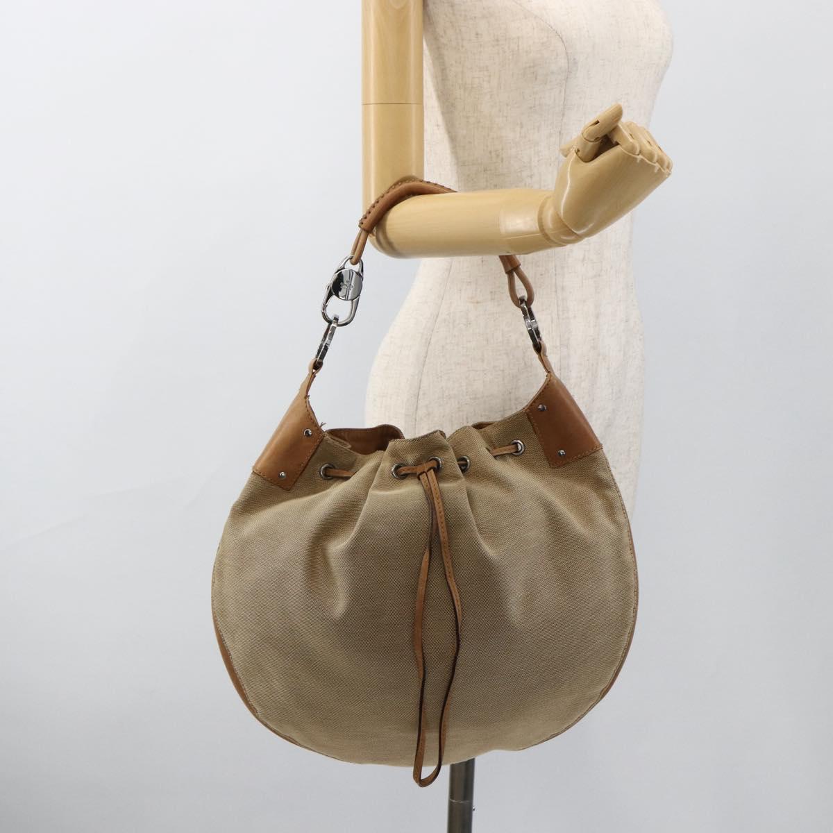 GUCCI Shoulder Bag Canvas Beige Silver 109210 Auth bs33831