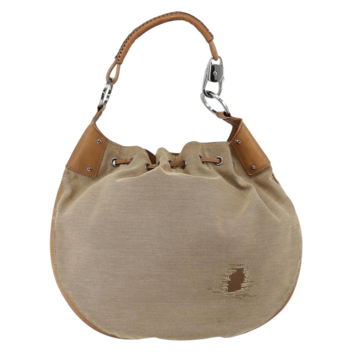 GUCCI Shoulder Bag Canvas Beige Silver 109210 Auth bs33831