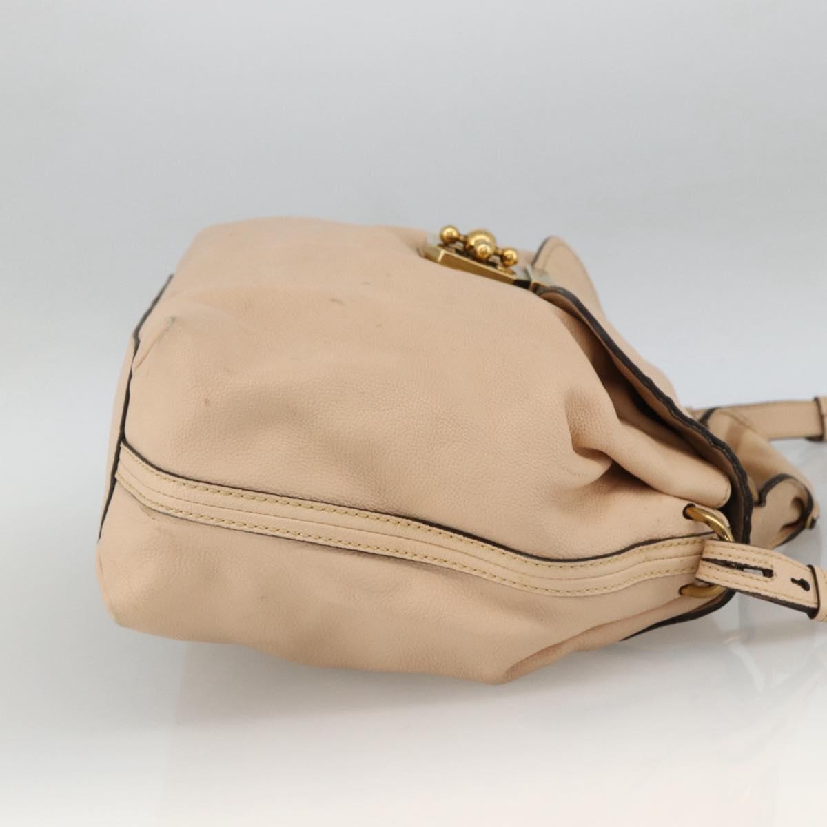 Chloe Elsie Hand Bag Leather 2way Beige Gold Auth bs33833