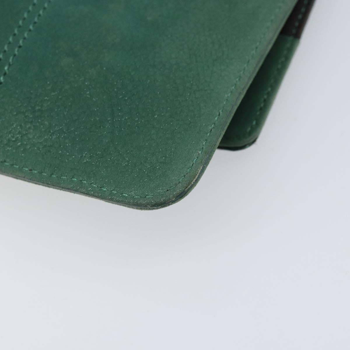 FENDI Chain Shoulder Bag Leather Green Gold Auth bs33834