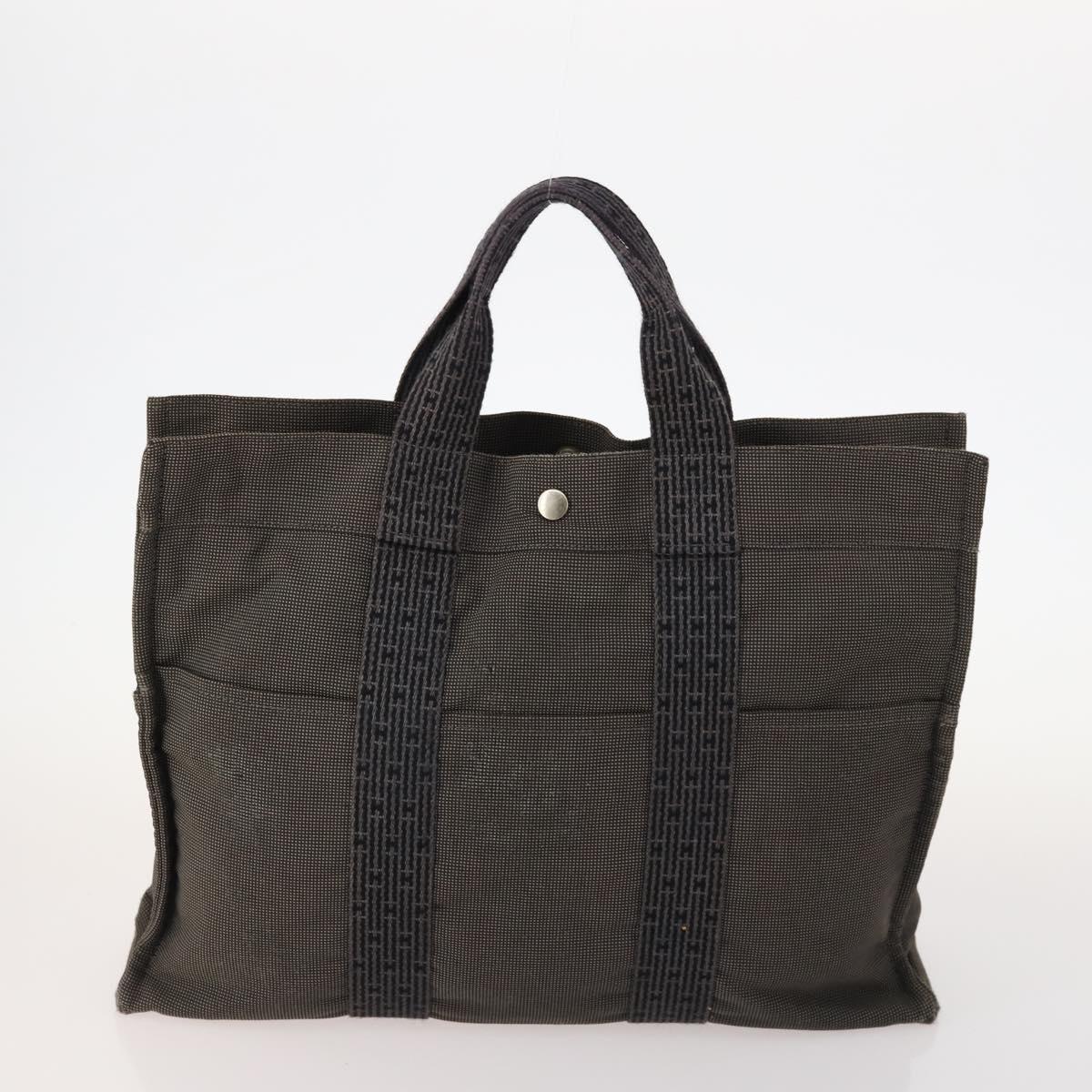HERMES Tote Bag Canvas 2 Set Gray Navy Auth bs33837